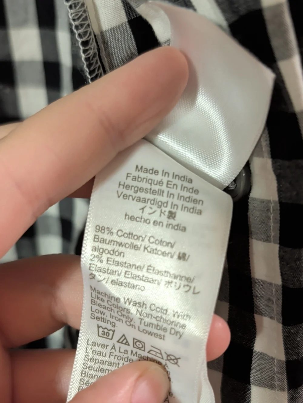 J. Crew Black and White Gingham Button-Down Shirt